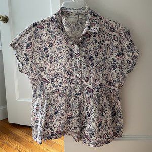 Rachel Zoe | 100% Linen Floral Blouse | Size: XS
